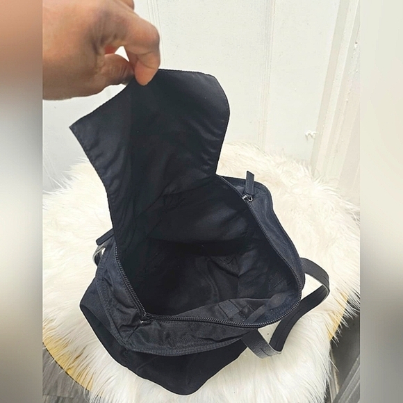 PRADA Tessuto Mini Nylon & Leather Tote Bag / Handbag in Black & Silver - Picture 8 of 13